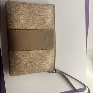 Coach Tan Wristlet with Zipper